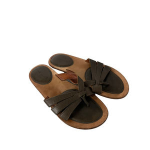 GENTLE SOULS Urban Nova Olive Green Flip Flop Sandals Leather Strap Womens Sz 7